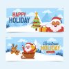 Flat Happy Holidays Horizontal Banners Set – Festive Seasonal Graphics